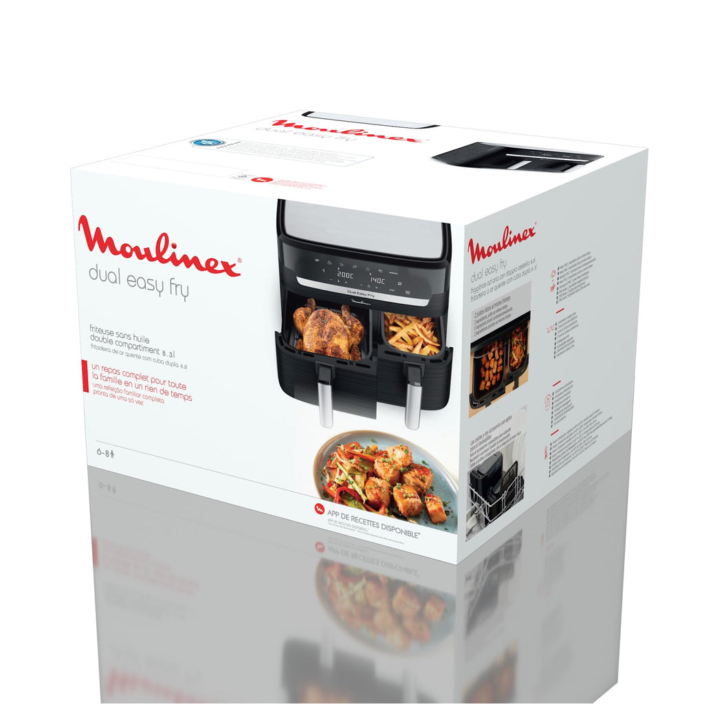 Moulinex Easy fry Collection Ivory, 8L, Up to 8 people, 6 Intuitive Programs, Air Fryer, Full Meal, Sync, Energy Saving, Dedicated App, EZ901AF0