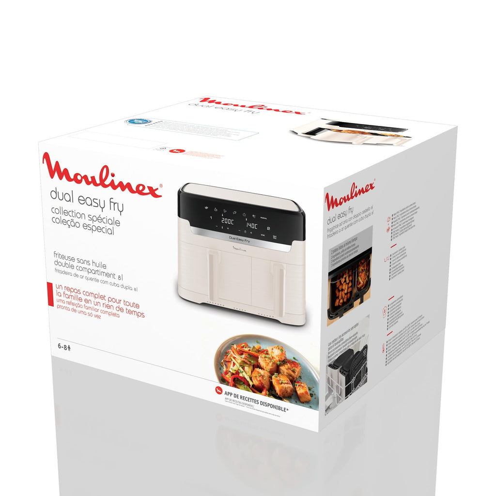 Moulinex Easy fry Collection Ivory, 8L, Up to 8 people, 6 Intuitive Programs, Air Fryer, Full Meal, Sync, Energy Saving, Dedicated App, EZ901AF0