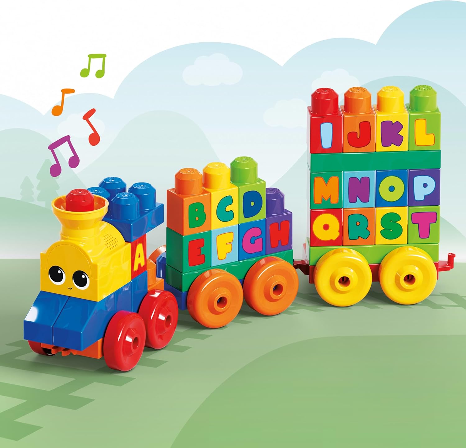 MEGA Bloks Le Train de L'Alphabet, jeu de blocs de construction, 50 pièces, jouet pour bébé et enfant de 1 à 5 ans, FWK22