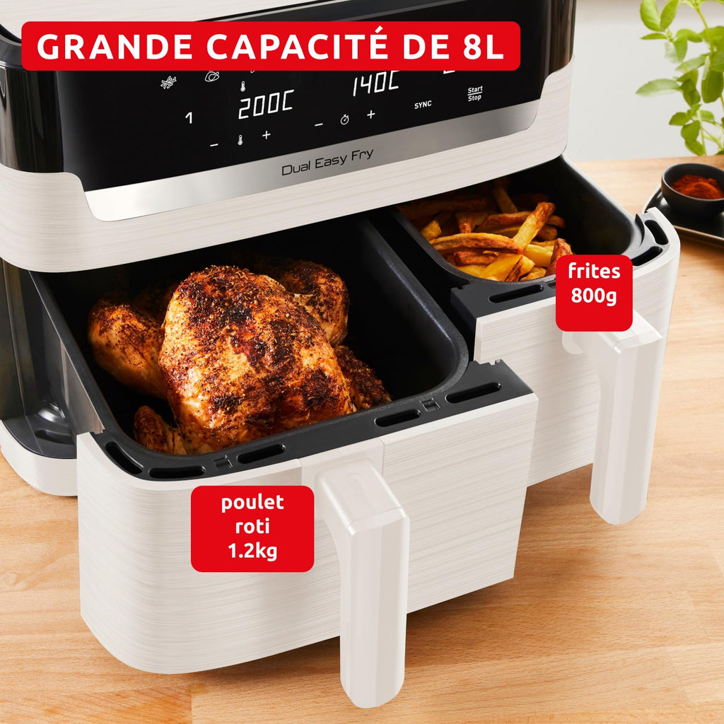 Moulinex Easy fry Collection Ivory, 8L, Up to 8 people, 6 Intuitive Programs, Air Fryer, Full Meal, Sync, Energy Saving, Dedicated App, EZ901AF0