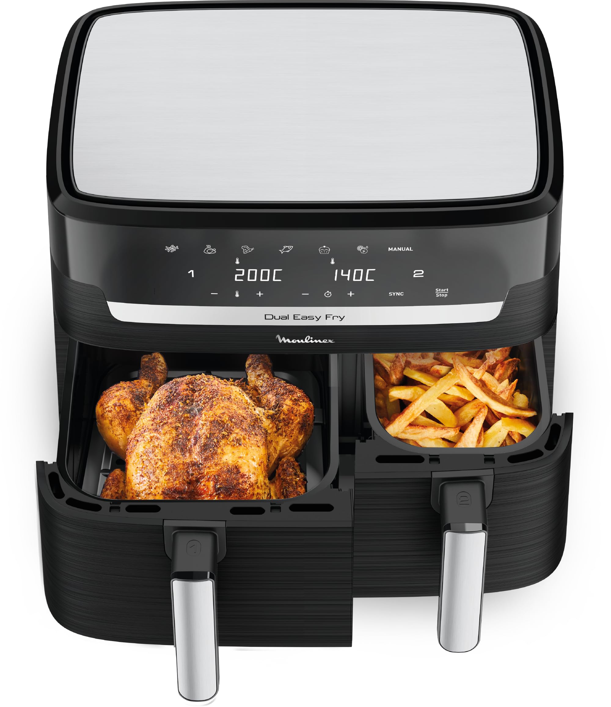 Moulinex Easy fry Collection Ivory, 8L, Up to 8 people, 6 Intuitive Programs, Air Fryer, Full Meal, Sync, Energy Saving, Dedicated App, EZ901AF0