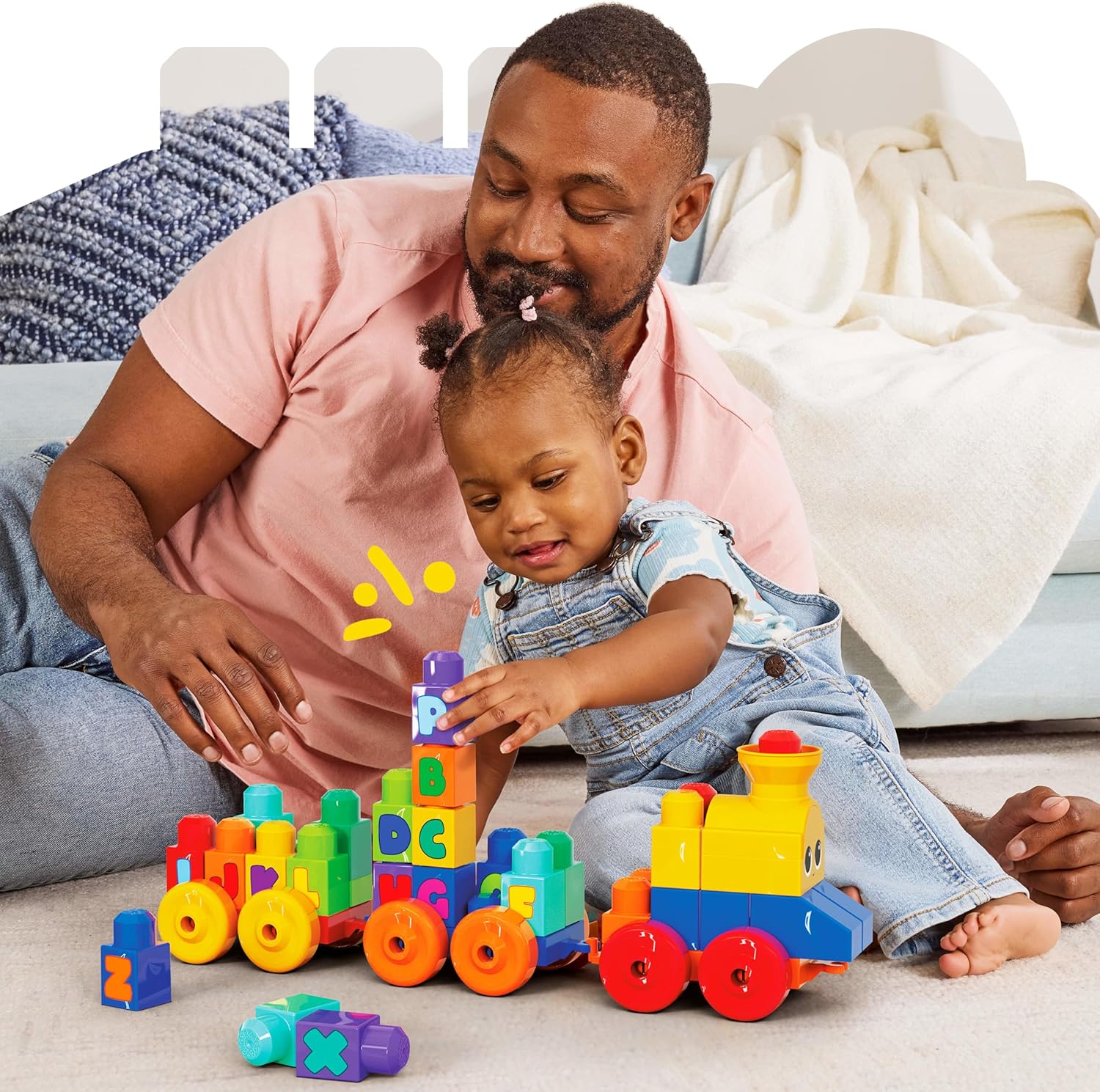 MEGA Bloks Le Train de L'Alphabet, jeu de blocs de construction, 50 pièces, jouet pour bébé et enfant de 1 à 5 ans, FWK22