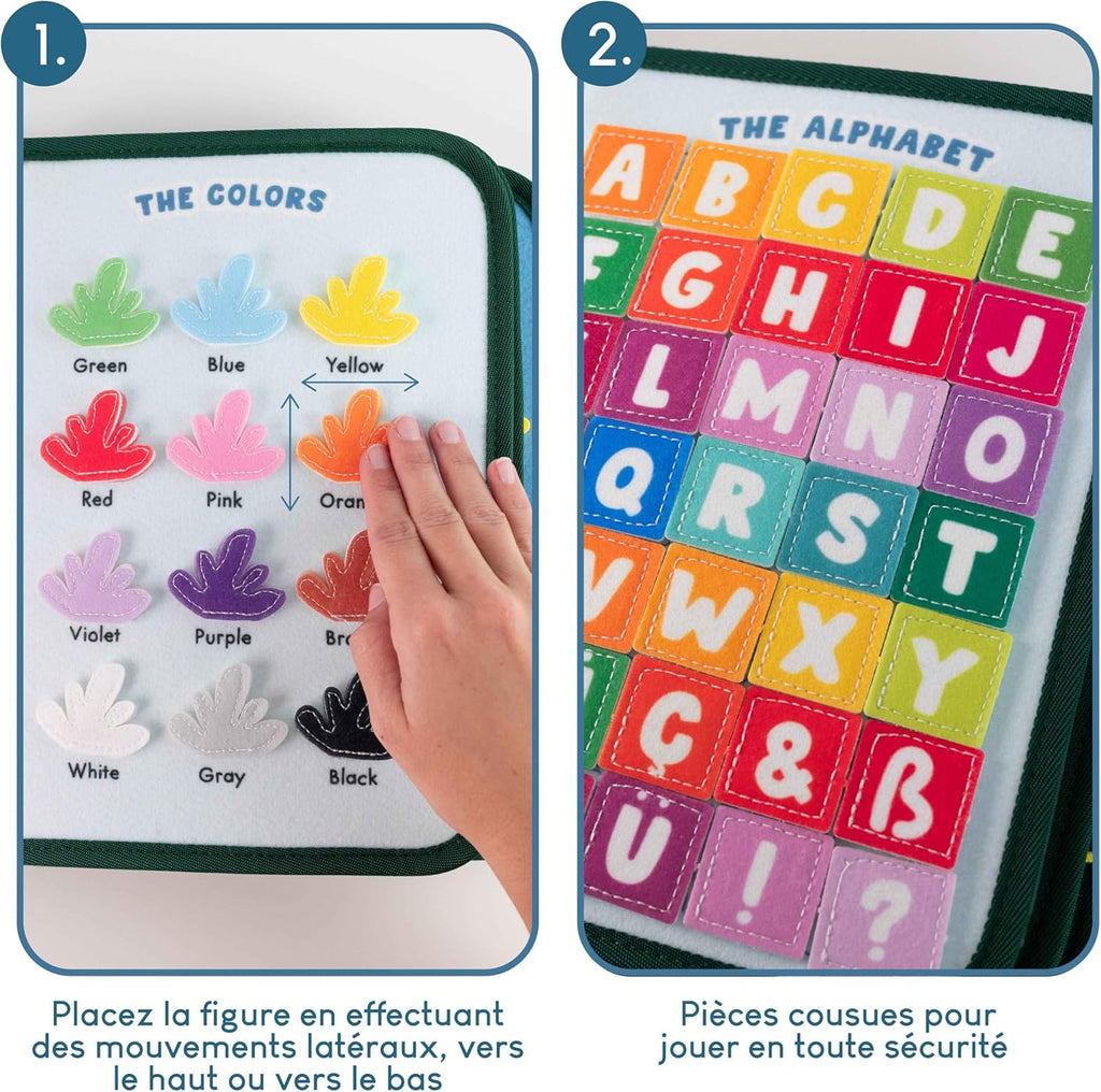 BONNYCO Busy Board Montessori de Feutre. Jouet Montessori Educatif, Malette Busy Book Motricité Fine. Jouets d'Activité et de Développement, Cadeau Enfant Garcon Fille 1 2 3 4 5 6 Anniversaire Noel