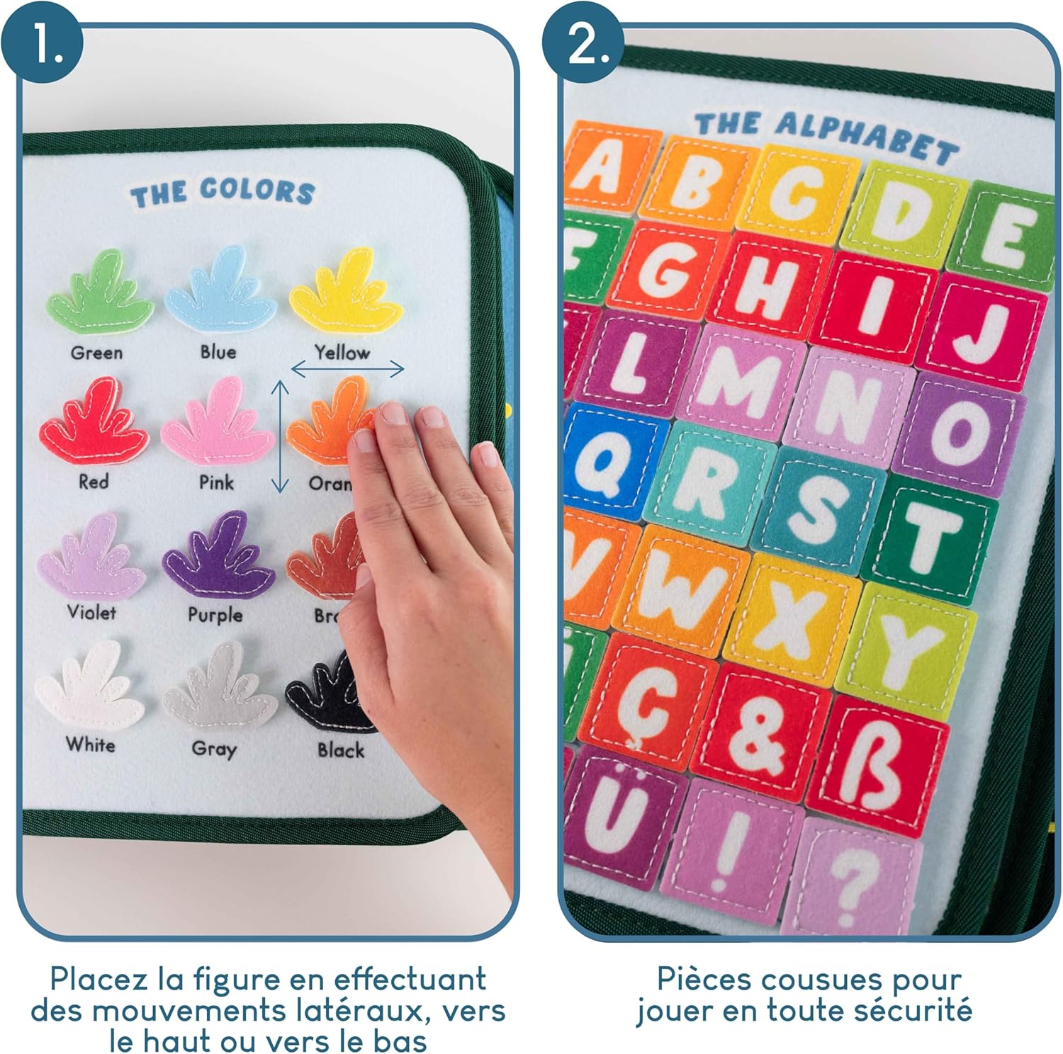 BONNYCO Busy Board Montessori de Feutre. Jouet Montessori Educatif, Malette Busy Book Motricité Fine. Jouets d'Activité et de Développement, Cadeau Enfant Garcon Fille 1 2 3 4 5 6 Anniversaire Noel