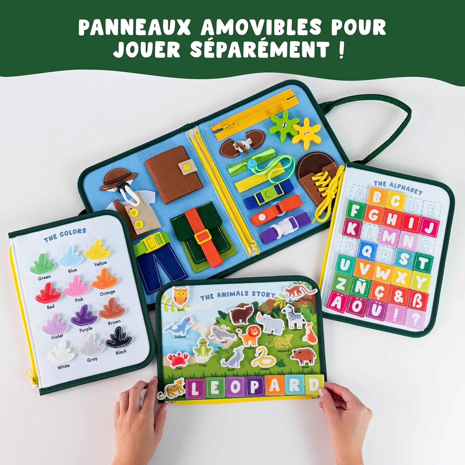 BONNYCO Busy Board Montessori de Feutre. Jouet Montessori Educatif, Malette Busy Book Motricité Fine. Jouets d'Activité et de Développement, Cadeau Enfant Garcon Fille 1 2 3 4 5 6 Anniversaire Noel
