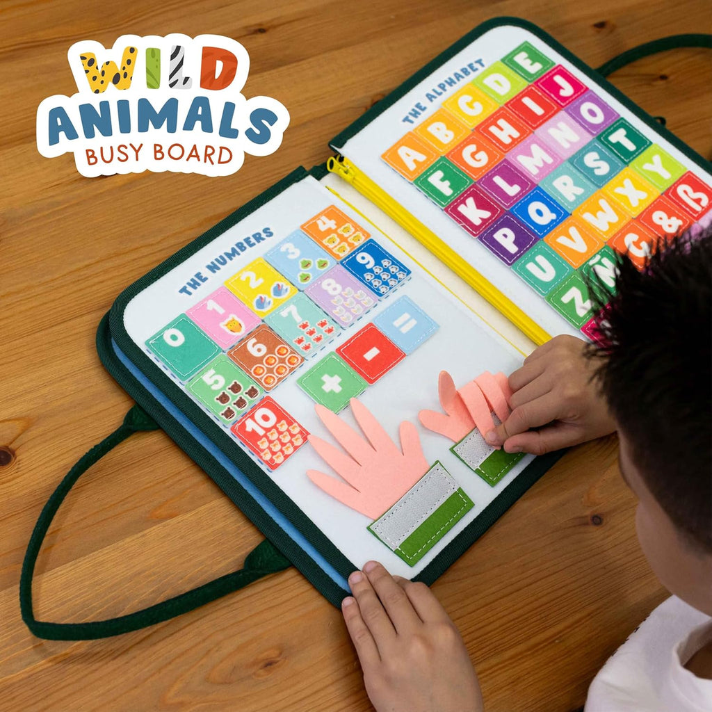 BONNYCO Busy Board Montessori de Feutre. Jouet Montessori Educatif, Malette Busy Book Motricité Fine. Jouets d'Activité et de Développement, Cadeau Enfant Garcon Fille 1 2 3 4 5 6 Anniversaire Noel