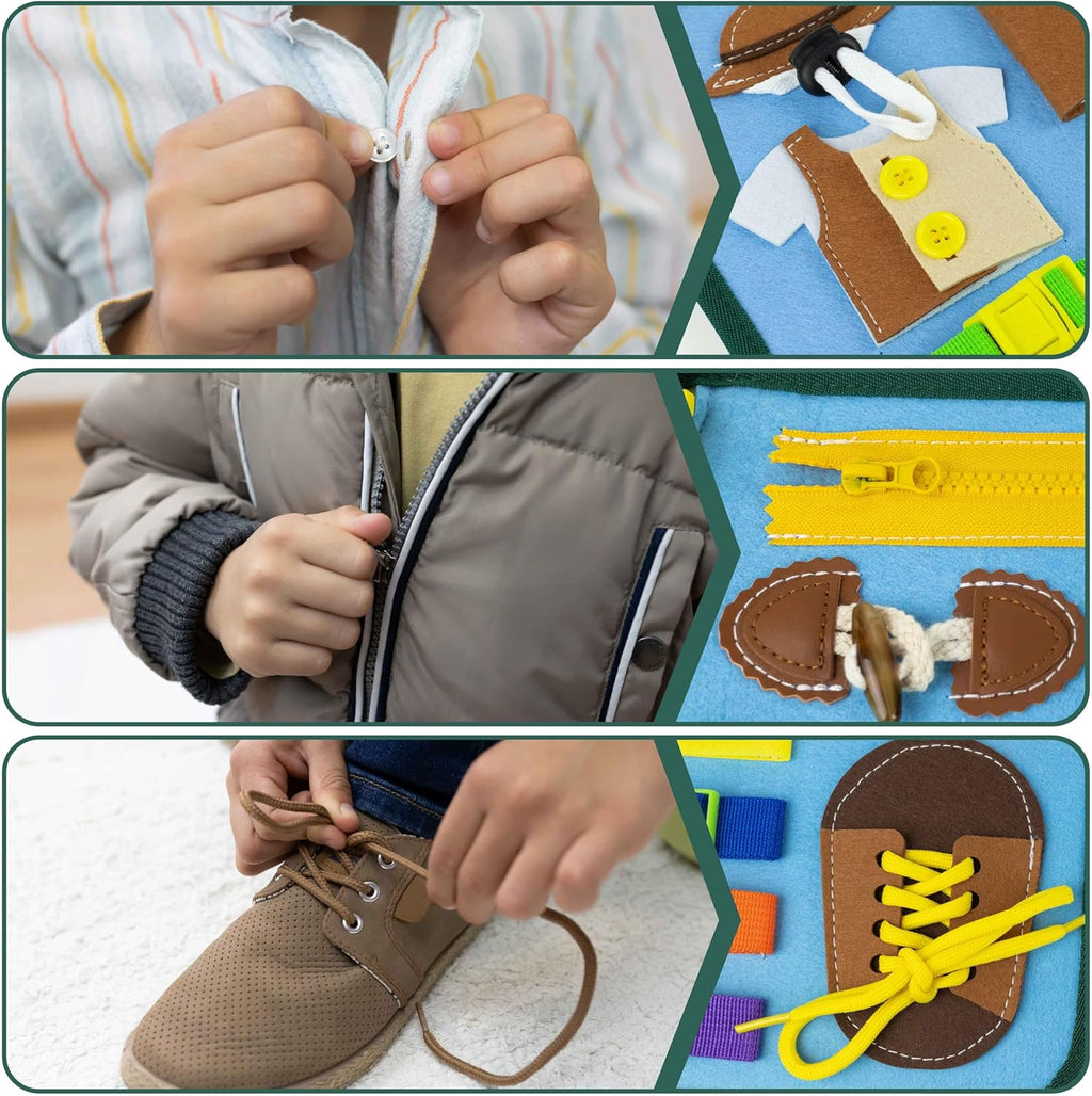 BONNYCO Busy Board Montessori de Feutre. Jouet Montessori Educatif, Malette Busy Book Motricité Fine. Jouets d'Activité et de Développement, Cadeau Enfant Garcon Fille 1 2 3 4 5 6 Anniversaire Noel